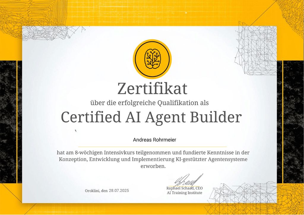 Zertifikat Certified AI Agent Builder